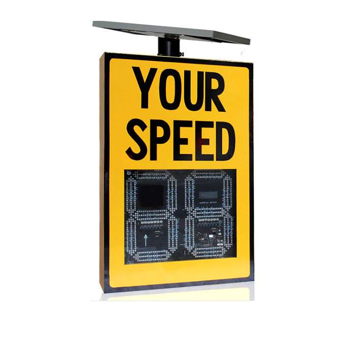 Outdoor solar radar speed detector vehicle speed limit sign