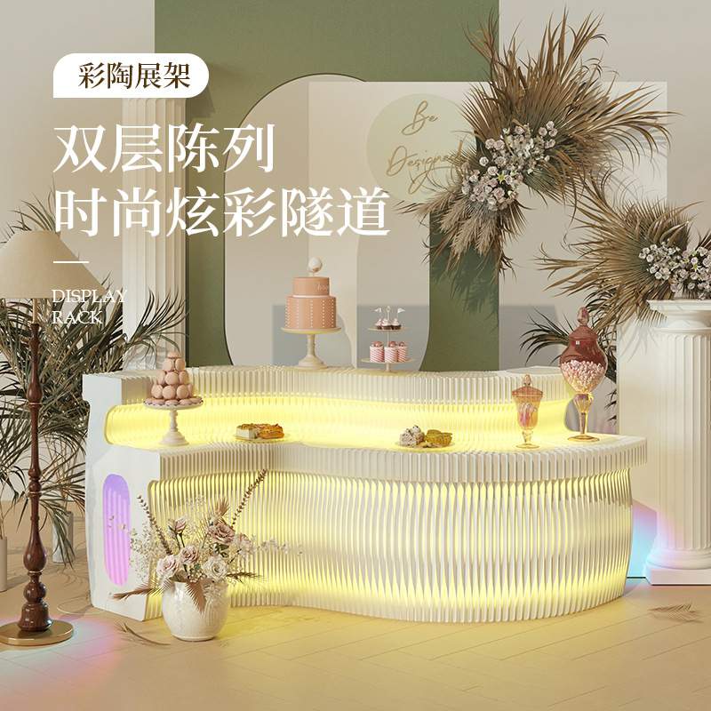 十八纸展架中岛展示台装饰展示柜商用展陈可折叠移动展台门店适用