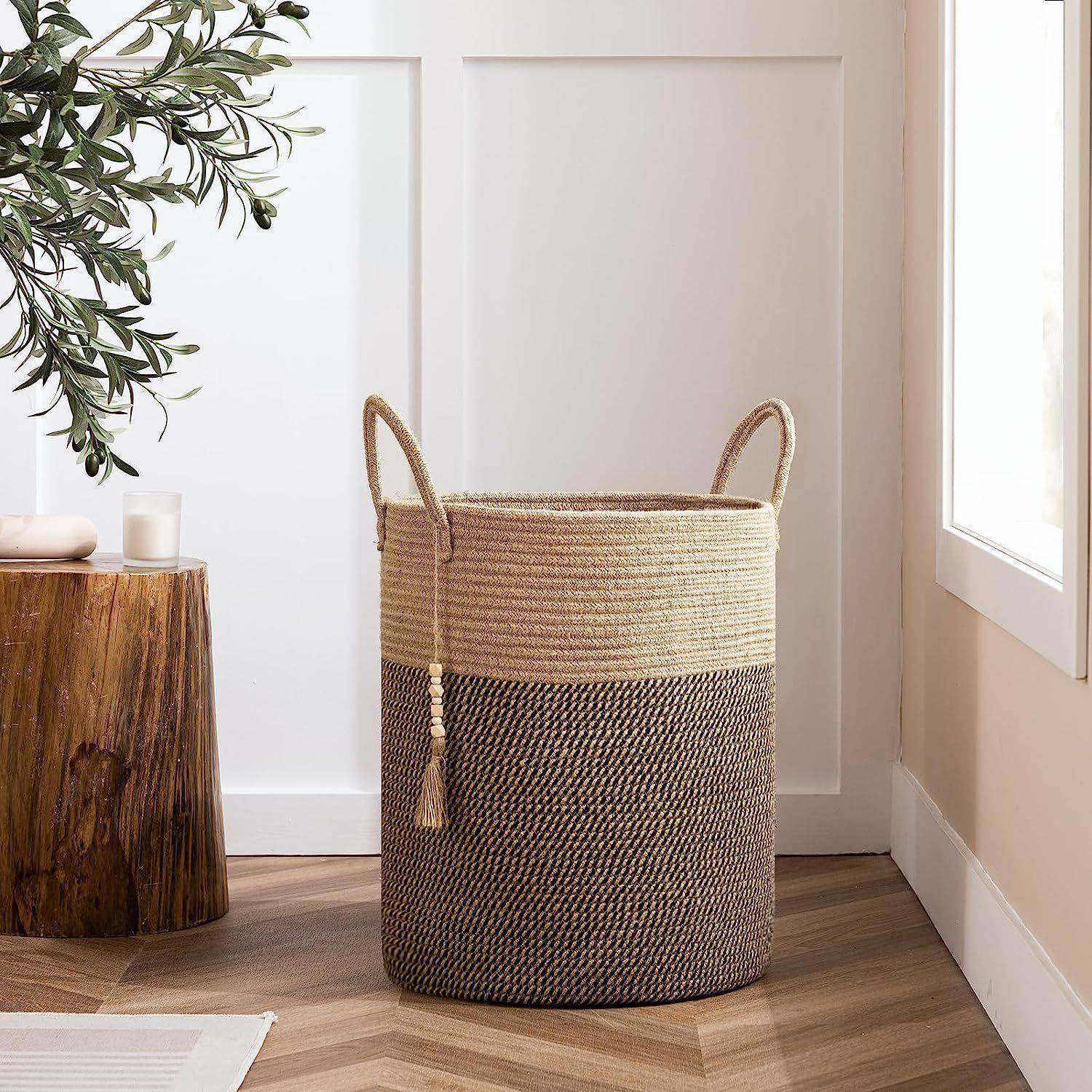 热销麻绳收纳篮洗衣篮带提手棉绳收纳筐藤编收纳桶脏衣篮,农机/农具/农膜,其它农用工具,淘宝优惠券,粉丝福利购,淘宝优惠卷