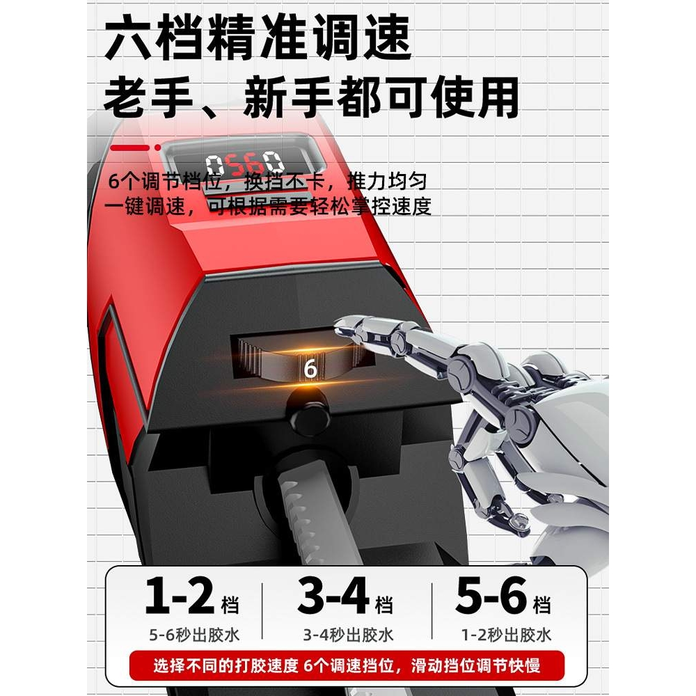 电动玻璃胶枪结构胶门窗软胶充电式软硬胶两用工业级全自动打胶机