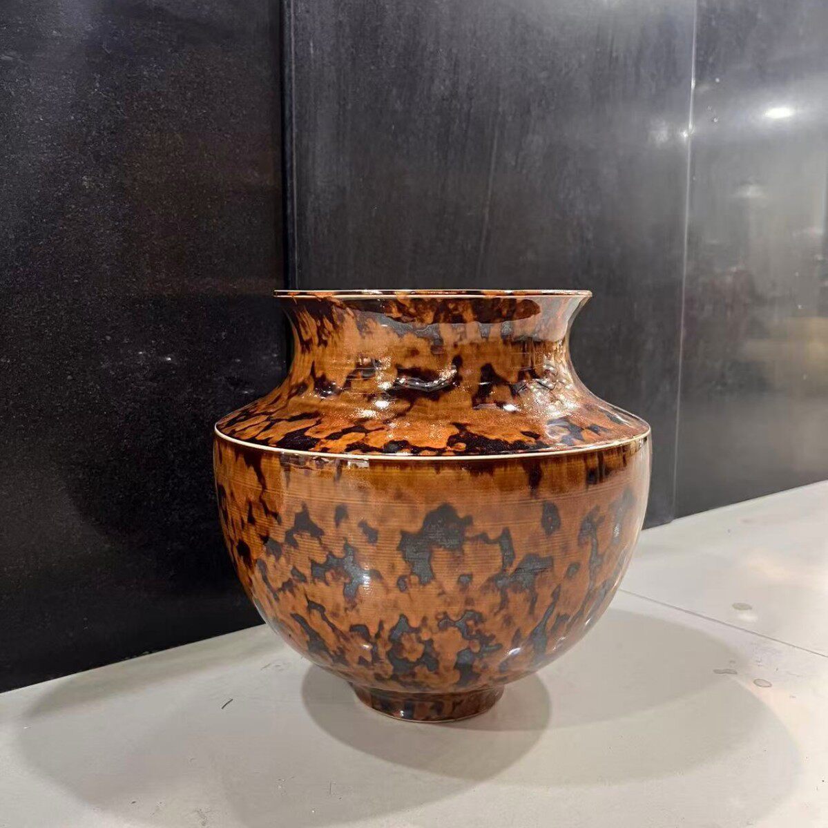 老前风手工制作陶瓷花瓶窑变釉装饰品摆件新中式家居插花陶瓷罐子