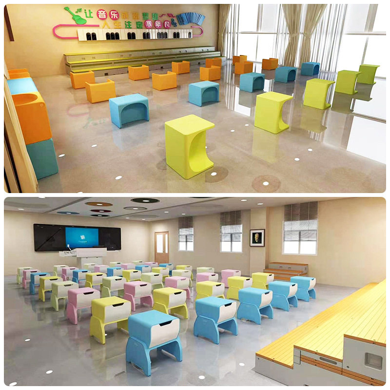 新型音乐凳幼儿园多功能注塑PE音乐凳合唱凳中小学教室储物凳