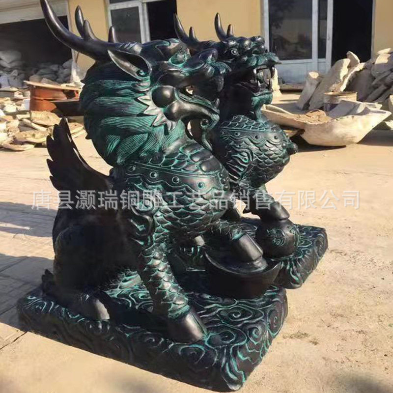 灏瑞酒店公司门口大型纯铜麒麟