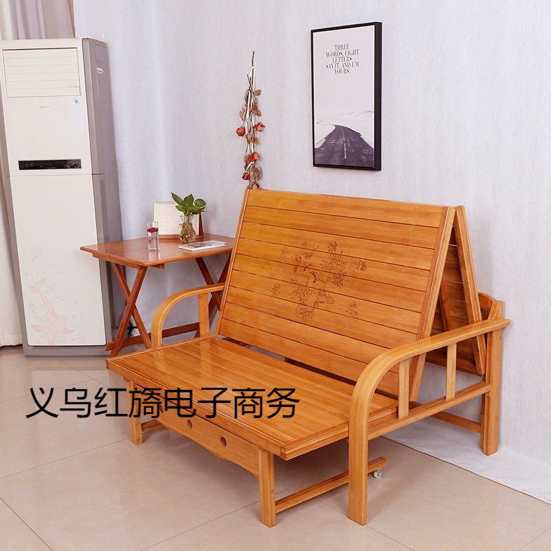 竹床简易折叠床沙发两用单人家用双人多功能办公室午休小户经济型