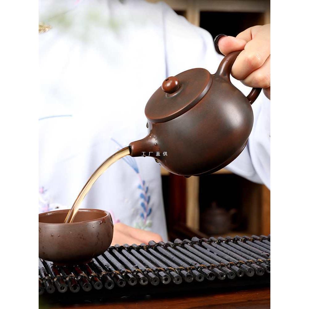 周广西钦州坭兴陶茶壶纯手工茶具紫砂壶建水紫陶泡茶套装陶瓷