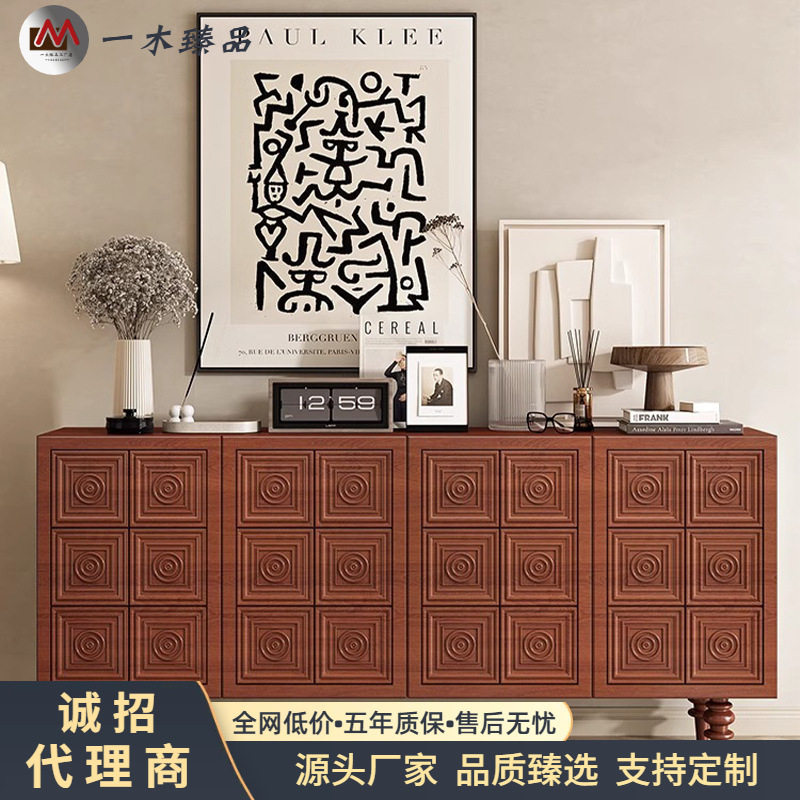 美式轻奢实木玄关餐边柜