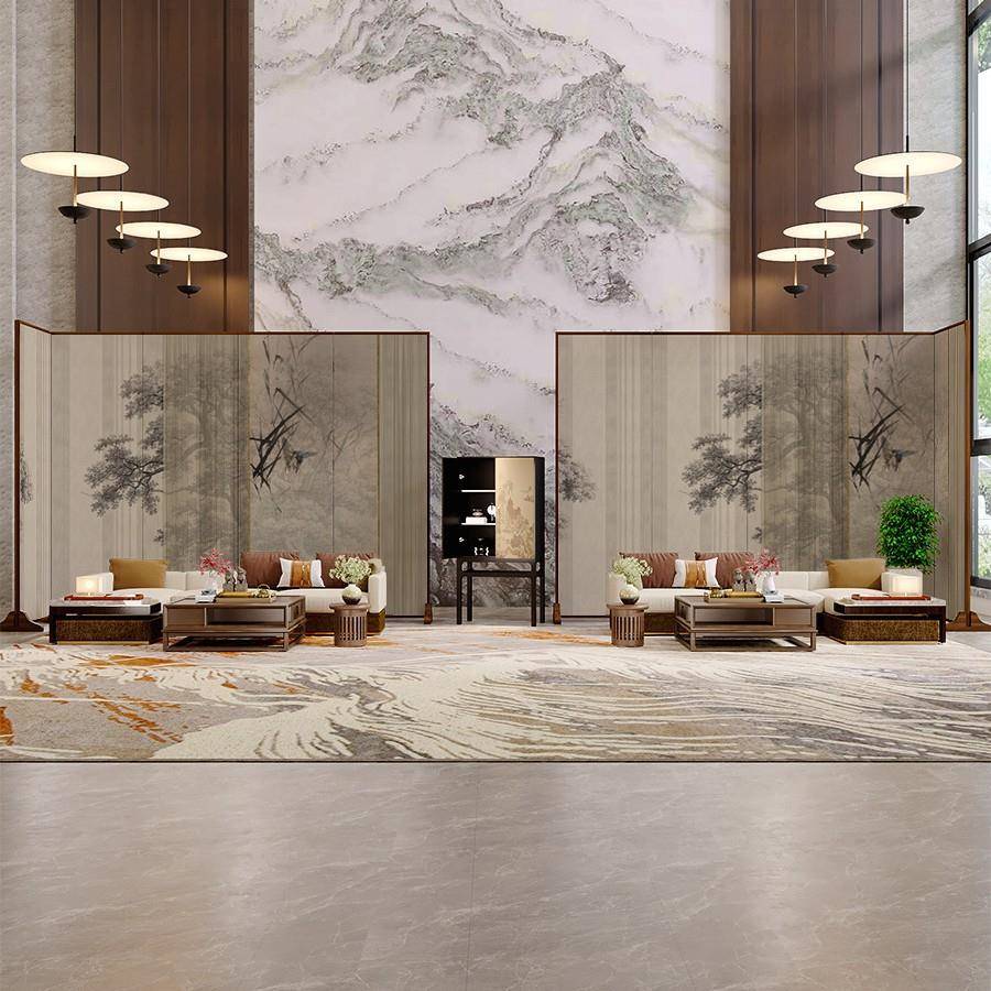 新中式屏风隔断客厅入户玄关竹子茶室办公室装饰折叠移动实木折屏