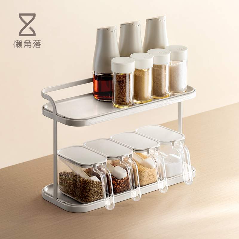 M3AO懒角落调料置物架厨房杯子架子台面放调味料调味品油壶双层收