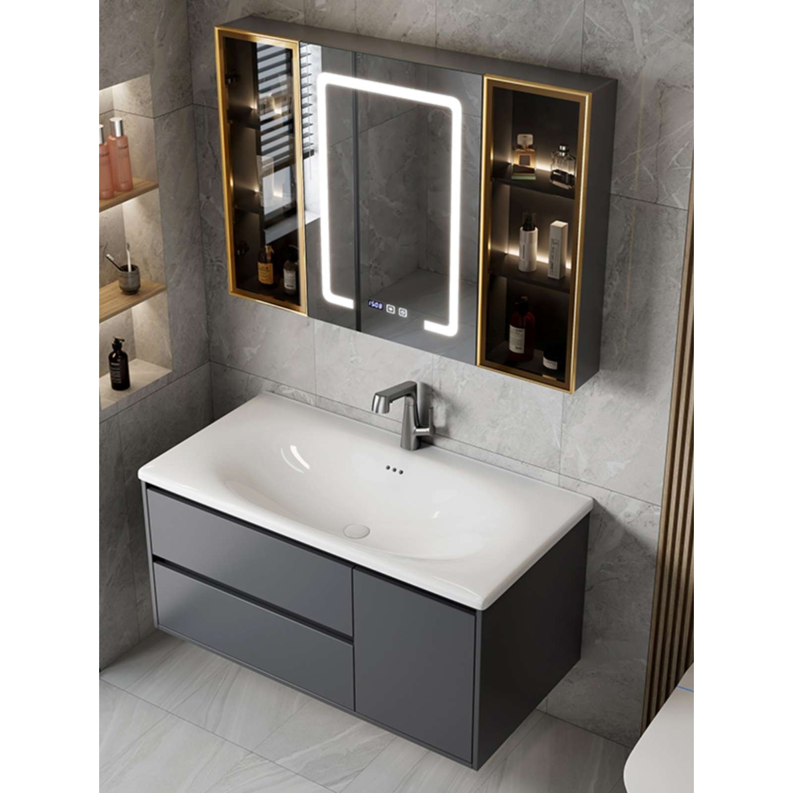 cs900鸡蛋陶瓷一体盆浴室柜卫生间洗漱台洗手池洗脸台盆柜组合实