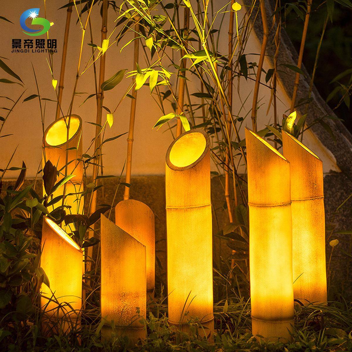 防真发光竹子灯户外防水仿真玻璃钢景观灯竹子竹笋庭院民宿草坪灯