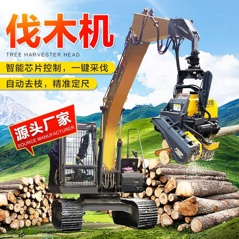 润沃 林场砍伐锯树机 液压砍伐去枝截断一体伐树机 全自动伐木机