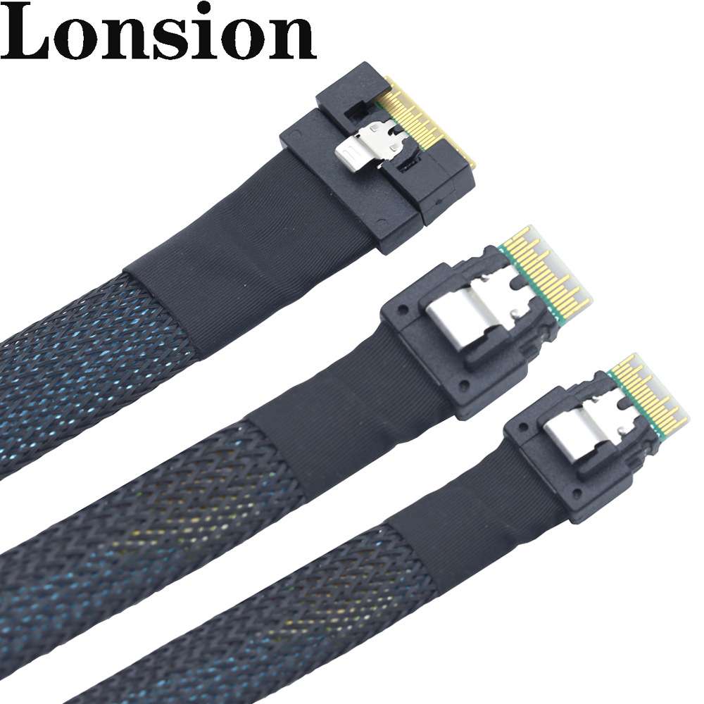 Slimline SAS SFF-8654 8I全包防斜插转2X SFF-8654 4I服务器线