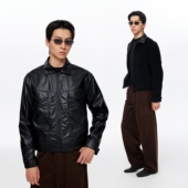 Oneup秋冬美式 复古工装 灯芯绒油蜡高级感拉链双面穿黑色夹克外套