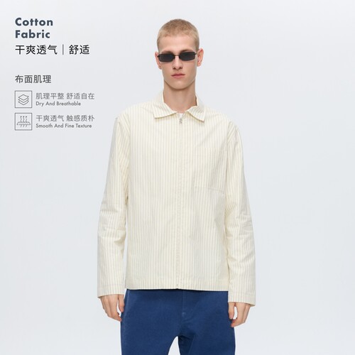 Oneup纯棉拉链长袖衬衫