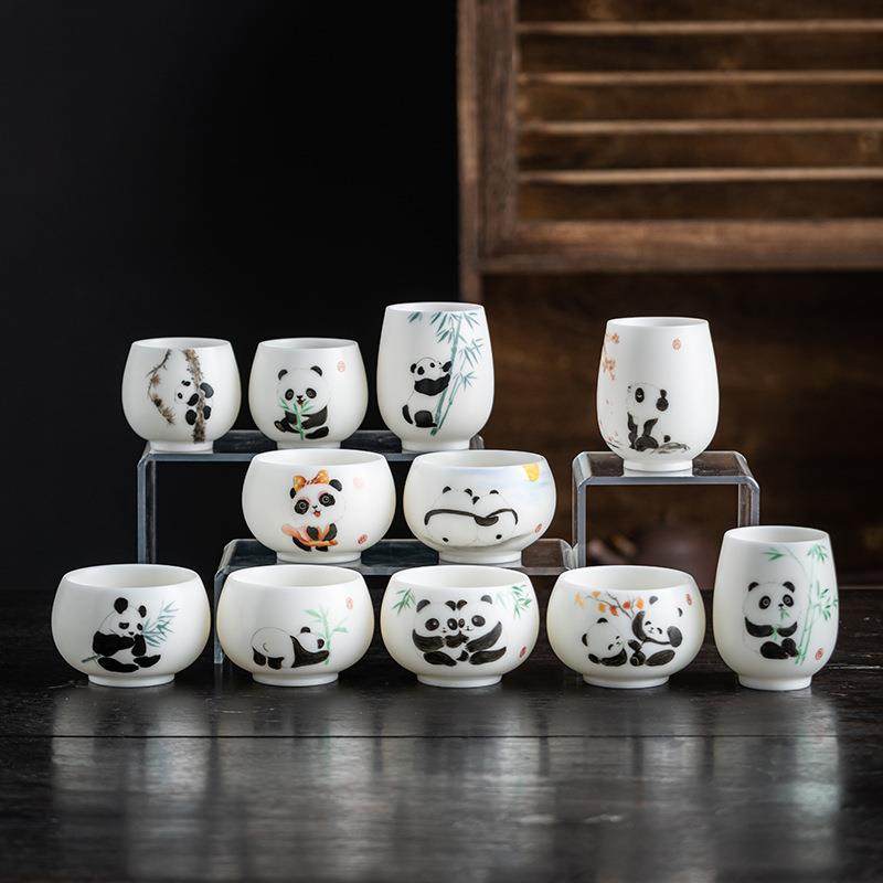 德化白瓷冰种陶瓷手绘熊猫主人杯品茗杯家用茶杯个人杯单杯茶具,基础建材,脚轮/万向轮,淘宝优惠券,粉丝福利购,淘宝优惠卷