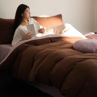 山屿云间丨A类捏捏绒纯色双拼四件套婴儿绒抗菌加厚亲肤床单被套4