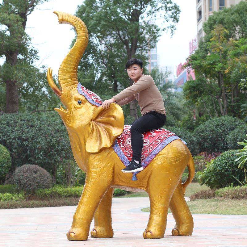 户外大型玻璃钢仿石雕招财泰国大象雕塑园林仿真动物景观装饰摆件