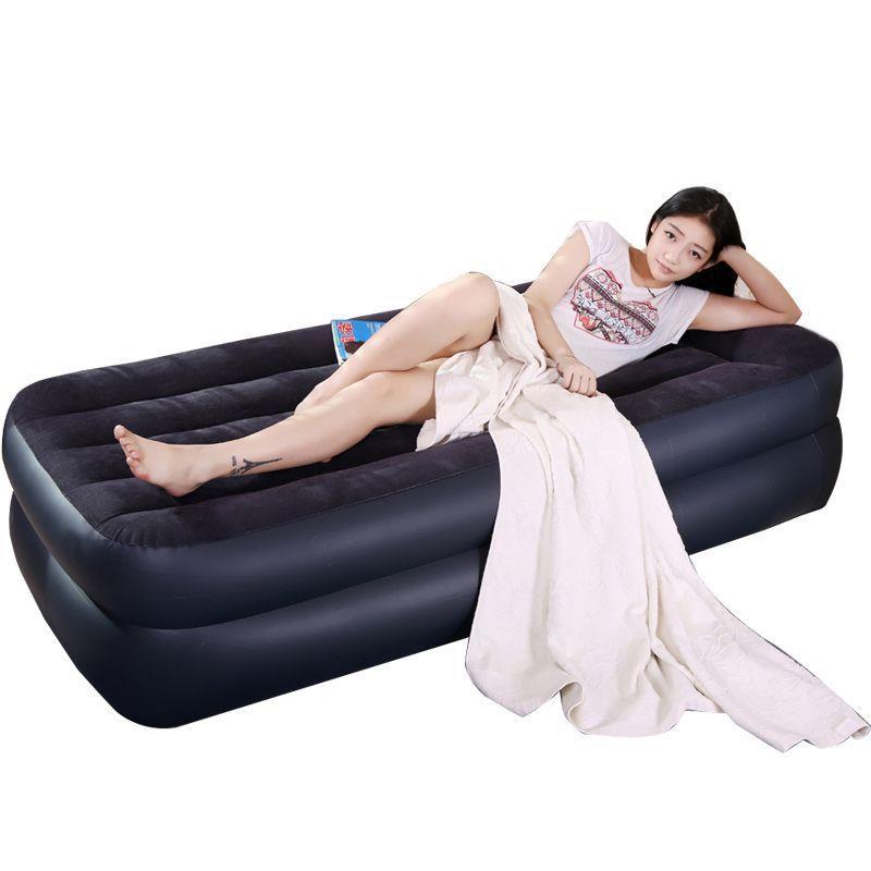 INTEX加厚单人豪华双层防水植绒内置电泵充气床垫家用午休床