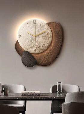 石来运转餐厅钟表挂墙装饰画创意立体高级感客厅挂钟餐桌墙面时钟