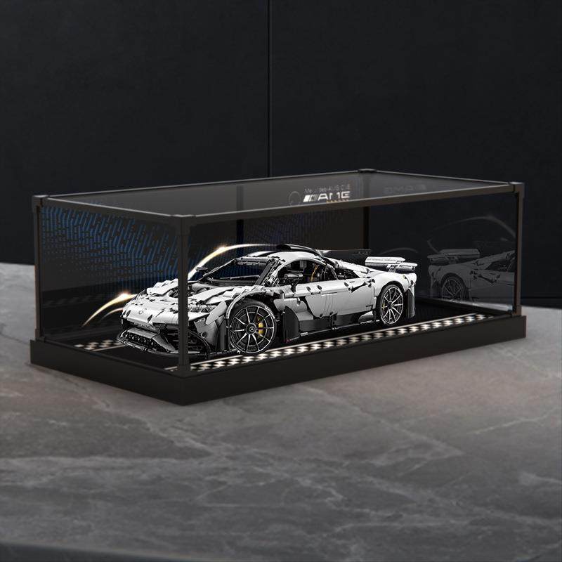 亚克力透明展示盒适用双鹰咔哒奔驰amgone拼装跑车合金框防尘罩