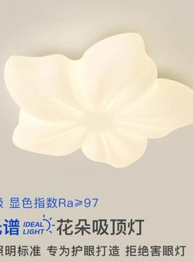 护眼全光谱无频闪客厅卧室吸顶灯北欧奶油风田园创意花朵儿童房灯
