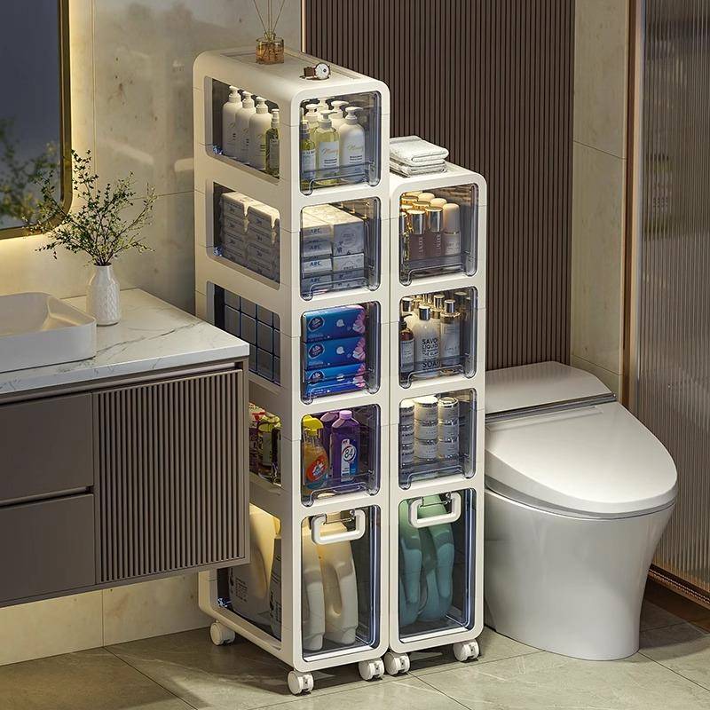 卫生间收纳柜浴室夹缝落地厕所小推车家用厨房抽屉式多层储物柜子