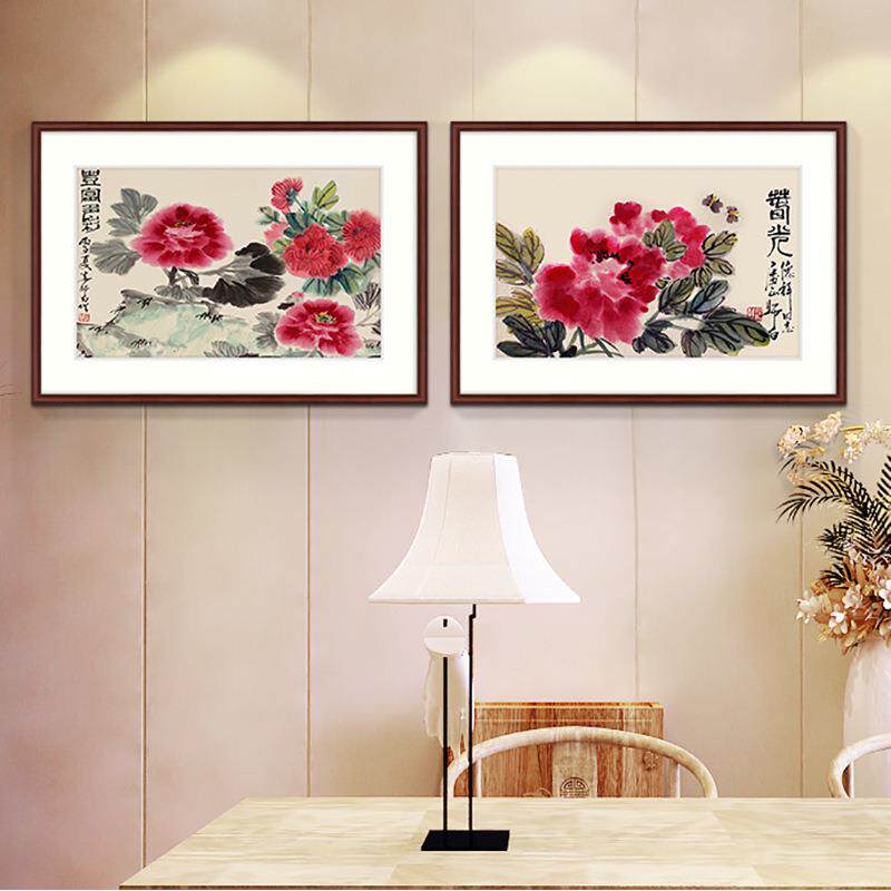 牡丹花开富贵国画新中式客厅壁画餐厅花鸟挂画卧室床头装饰画带框