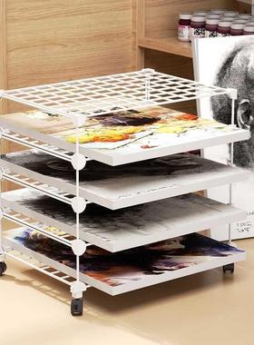 架置物架桌下画纸美工教室架学生画室可移动书架卡纸分类整理剪纸