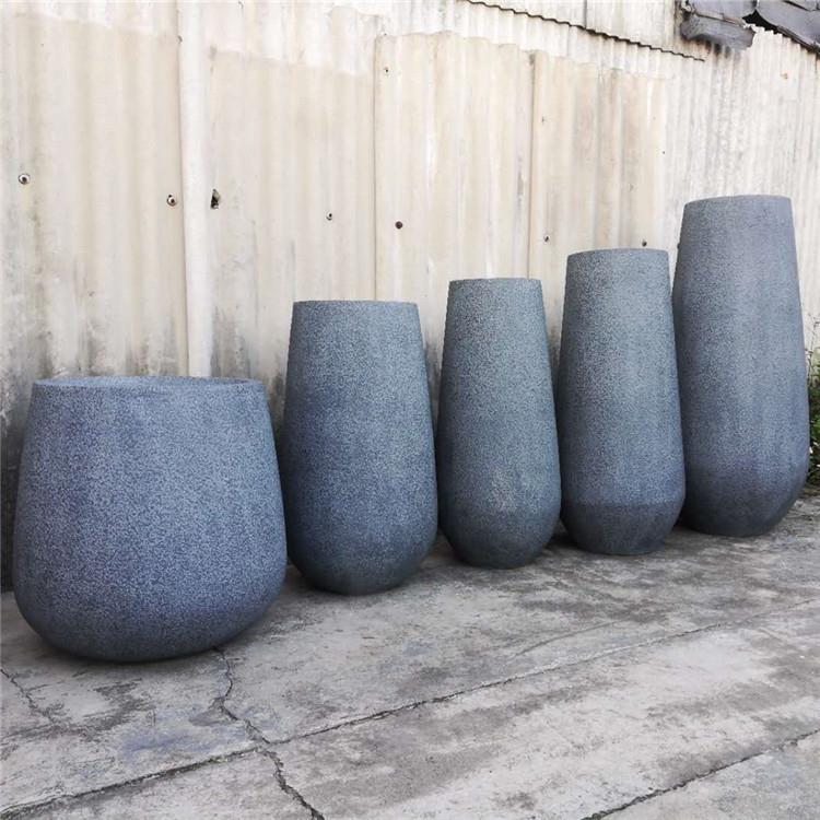 玻璃钢大肚水滴l软装仿石头色落地大花瓶绿植户内户外绿化工程