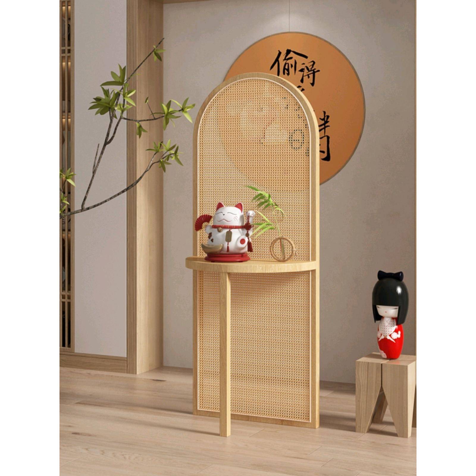 屏风隔断日式实木藤编玄关客厅入户卧室遮挡花架置物架现代风简约