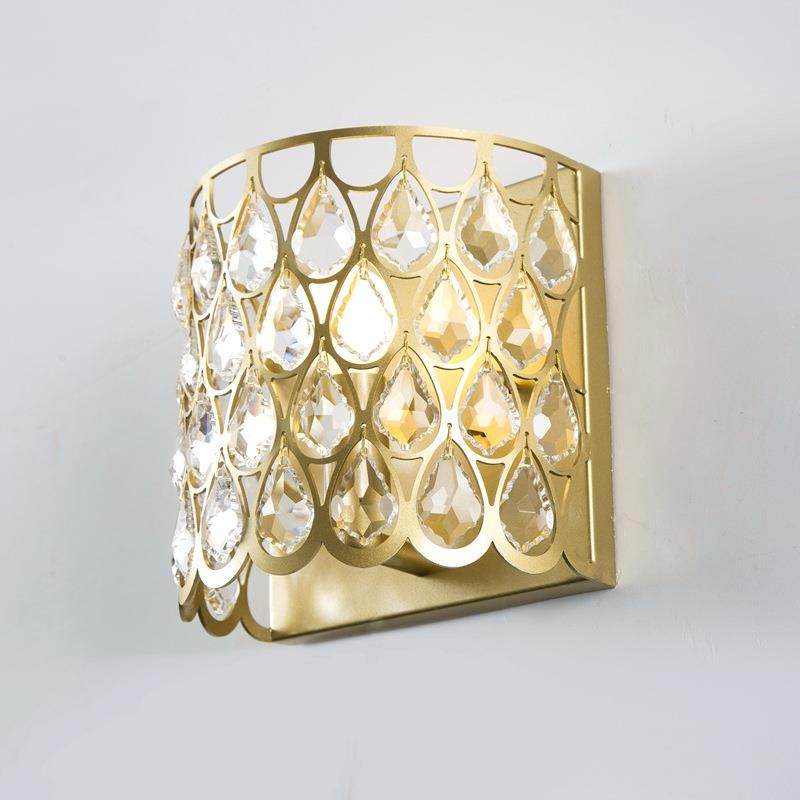 爱贝灯饰镂空水晶壁灯贴墙设计轻奢简欧法式现代客厅卧室床头灯具