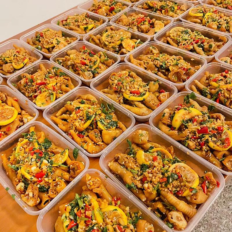 网红柠檬鸡爪打包盒无骨凤爪摆摊盒卤味卤菜熟食包装盒凉菜凉拌菜