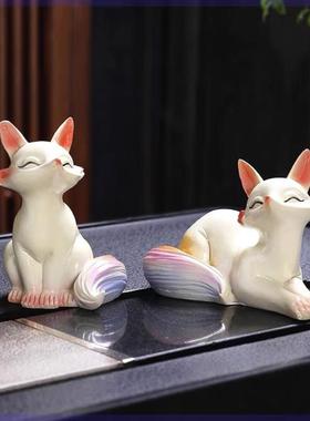 九尾狐狸多肉花盆景装饰摆饰户外防水防晒造景装饰白色猴尾柱尾巴