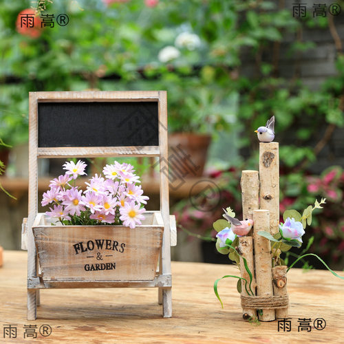 桌面摆件鲜花植物白桦木小动物幼儿园环创材料场景布置落地