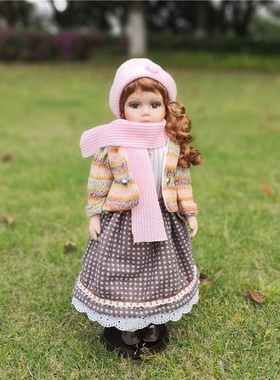 41厘米超萌少女心出口欧美陶瓷仿真洋娃娃办公室家里客厅装饰摆件