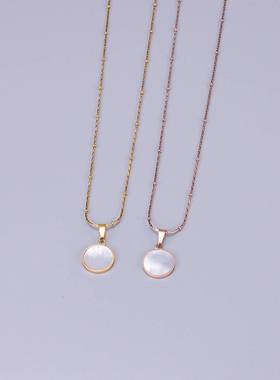 -L130 mother-of-pearl white shell square chain clavicle chai