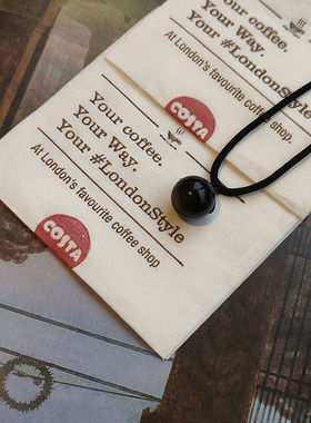 天然黑曜石吊坠情侣项链男女一对黑绳转运珠锁骨链节日礼物送女友