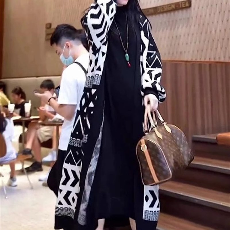 外搭洋气针织开衫外套女春秋新款欧货大码女装宽松休闲长款毛衣潮