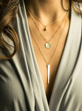 Tassel multi-layer Necklace metal Sequin irregular vertical