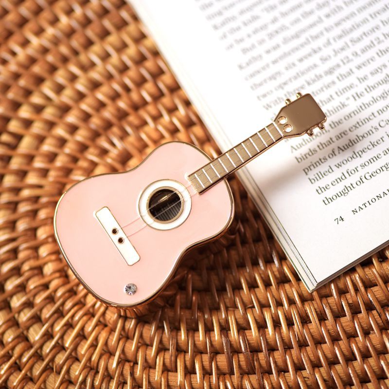 迷你吉他创意音乐盒女生情人节金属八音盒高档摆件礼盒装