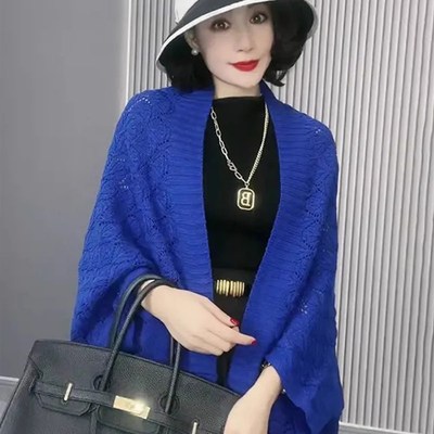 针织披肩外套女新款秋冬时尚洋气高档旗袍外搭配裙子斗篷开衫上衣