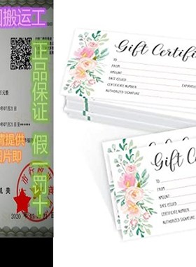 25 4x9 Floral Blank Gift Certificate Cards Vouchers For H