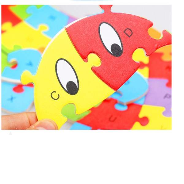 Hot 26 letters wooden animal jigsaw puzzle baby and young ch