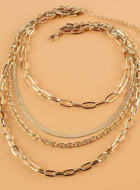 Summer beach multi-layer alloy necklace simple Snake Chain N