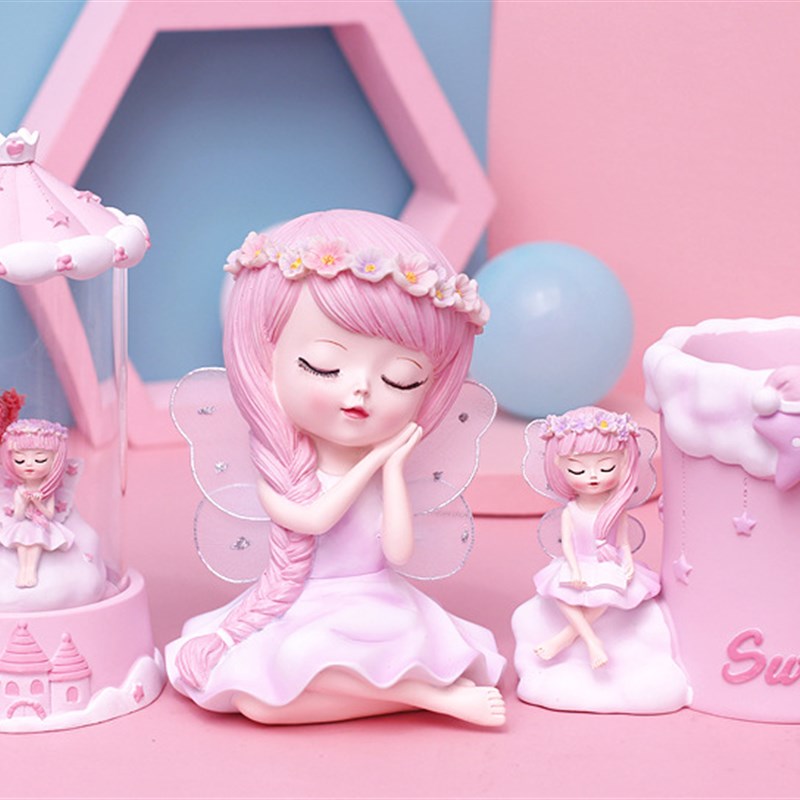 少女心创意可爱儿童时尚笔插花仙子笔筒学生桌面装饰摆件女生礼物