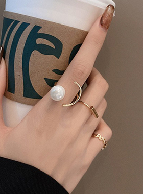 3pcs/set Rings  Pearl  Moon Anillos Mujer Gold Ring Set New
