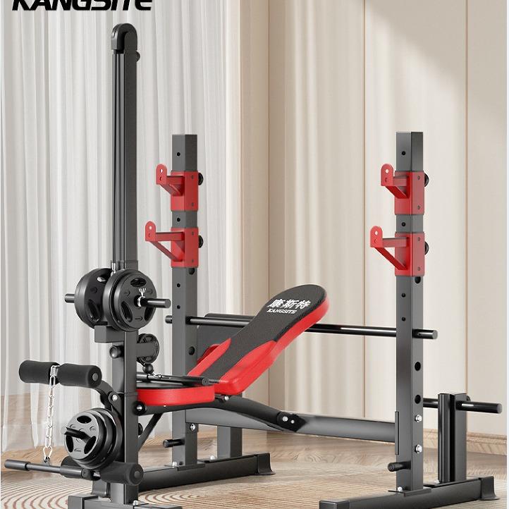 卧推架家用杠铃套装深蹲龙门架健身一体器材折叠凳子多功能举重床