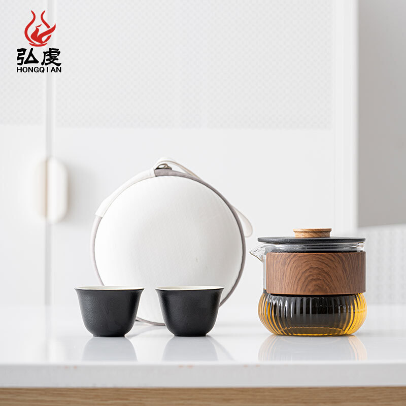 高档玻璃陶瓷便携式旅行茶具套装户外专用快客杯一壶两杯单人泡茶