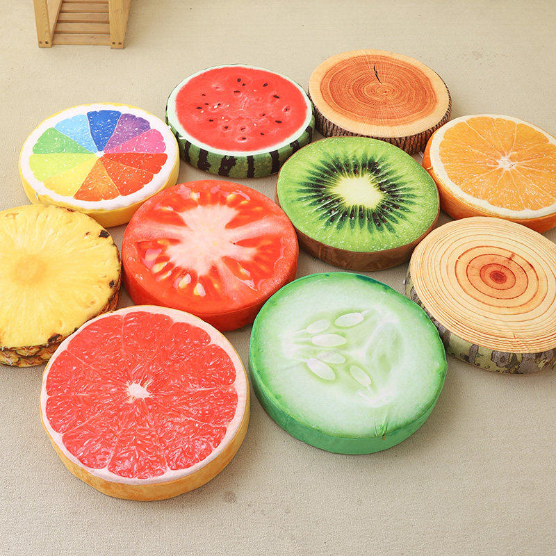 仿真水果蒲团坐垫西瓜橙子切片打坐垫子圆形地板榻榻米屁股垫儿童