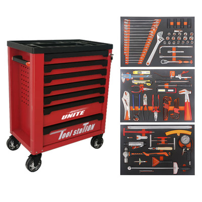 厂直新品 优耐特（UNITE） 106件通用机修工具套装(7层工具车包含